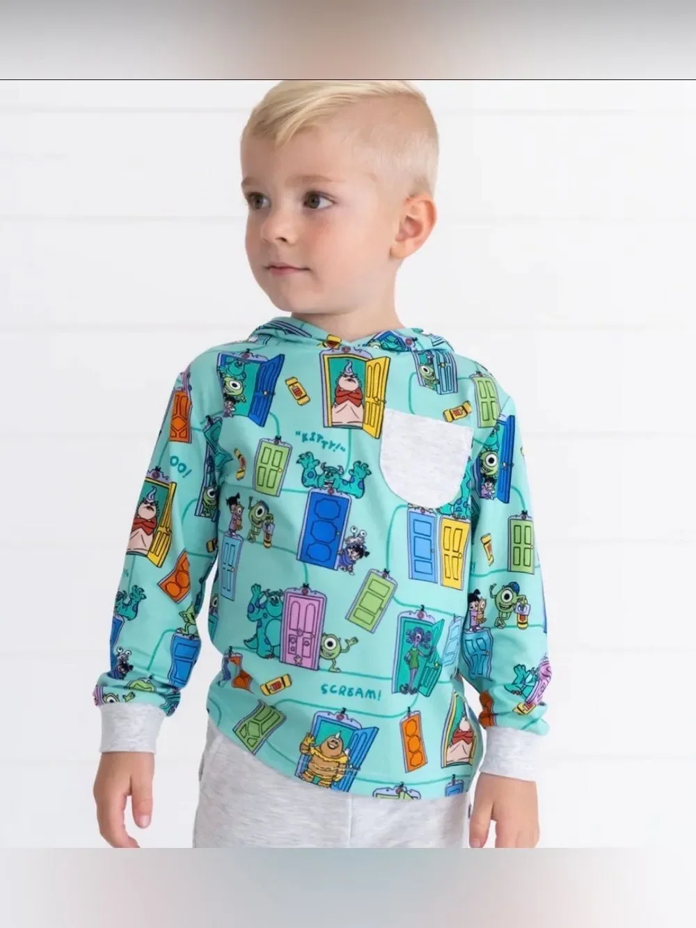 Little Sleepies Disney Monsters Inc 7 Boys Hooded Long Sleeve Shirt
